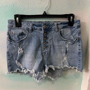 I&M Black Label Light Wash High Rise Button Up Shorts